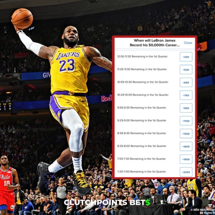 僅差1分！詹姆斯今日何時破五萬分賠率：開場30秒內(nèi)最被看好