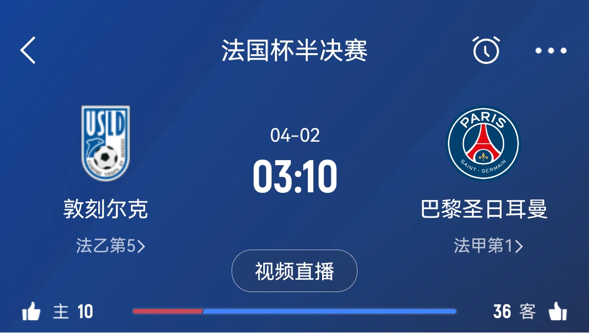 繼續(xù)大撤退？法國杯半決賽敦刻爾克挑戰(zhàn)巴黎，此前連續(xù)逆轉(zhuǎn)法甲隊